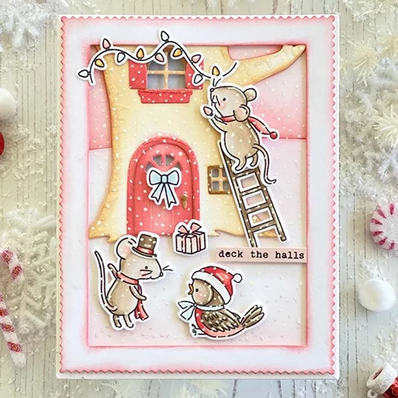 Мышь фестиваль металлический Трафаретный вырубной штамп и прозрачные наклейки