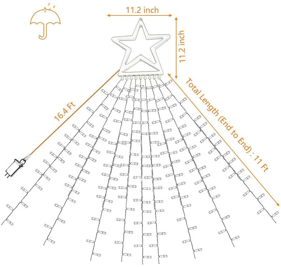 

Christmas Star Fairy Light Garland String Light 317 LED Christmas Tree Hanging Star Light for Backyard Party Holiday Decor