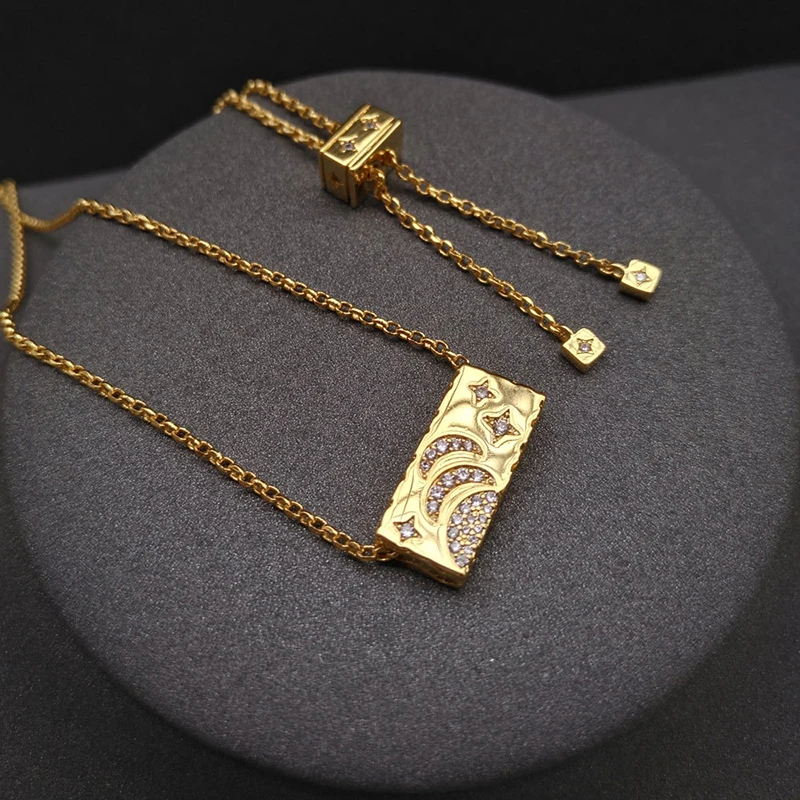 

s925 sterling silver necklace april new square fantasy star and moon necklace female fashion bohemian moroccan jewelry