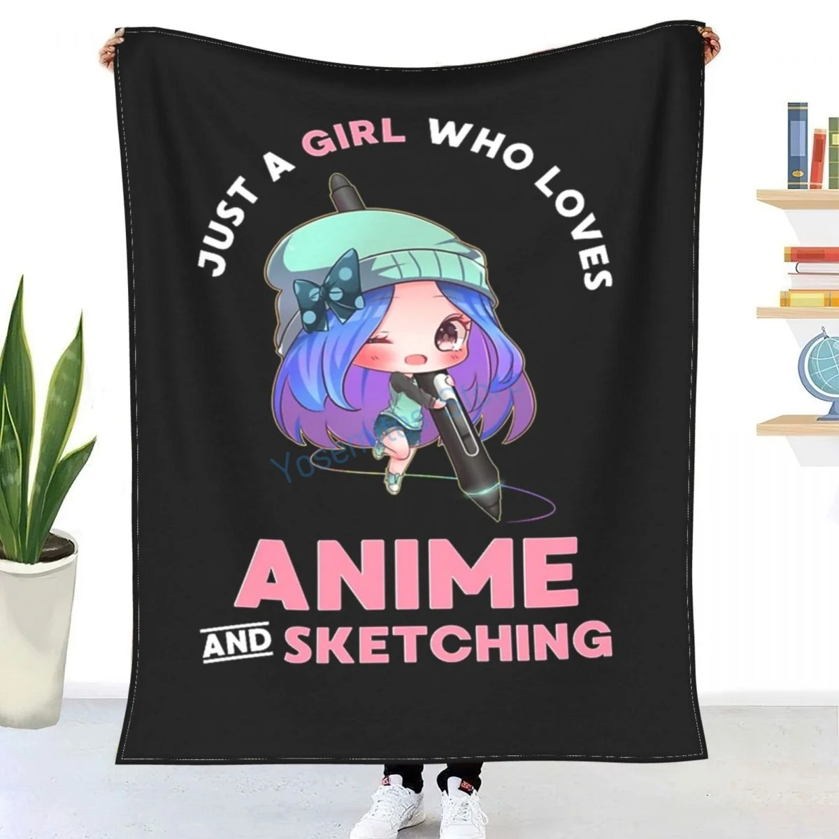 

Just A Girl Who Loves Anime And Sketching Throw Blanket Winter flannel bedspreads, bed sheets, blankets on cars and sofas,