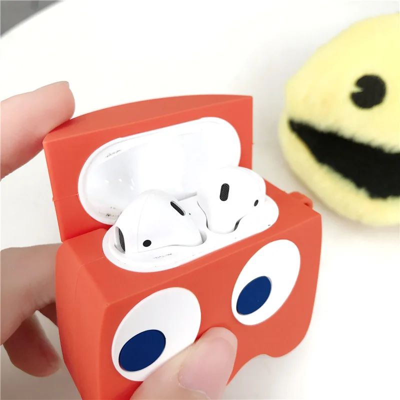 Мультяшный чехол для гарнитура для Airpods Чехлы для Airpods 2 милые аксессуары защитный чехол с брелком стереоскопический Pac дизайн человека