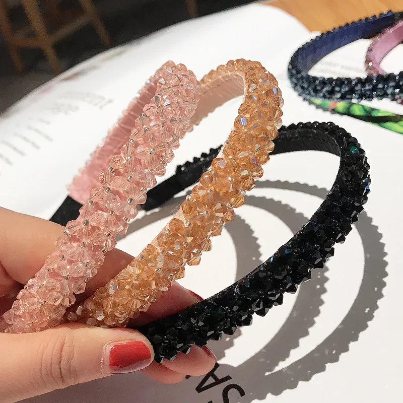 Модная Корейская кристальная Мягкая повязка на голову для женщин стразы ободок