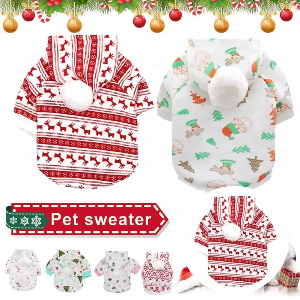 

Stylish Pet Clothes Christmas Series Pattern Universal Pet Dogs Thickened Hooded Tops Pet Sweatshirt Pet Costume