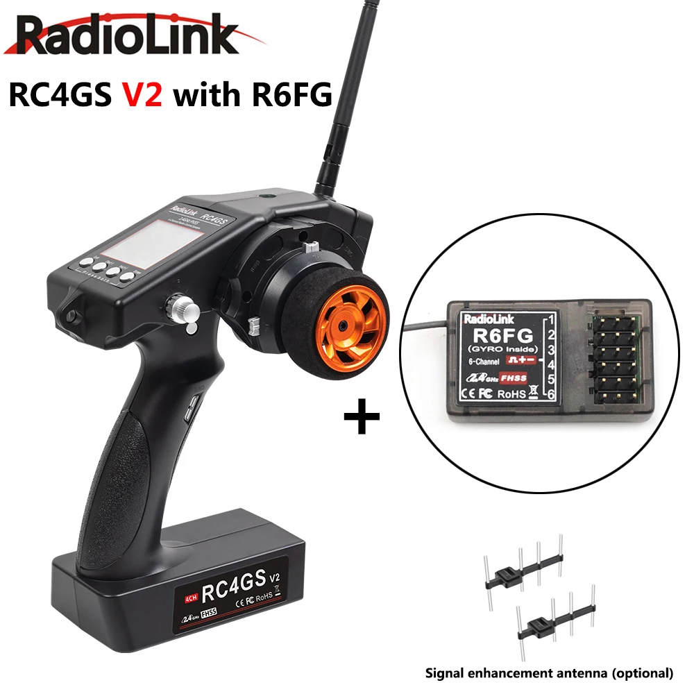 Новый Радиоуправляемый передатчик RadioLink RC4GS V2 2 4G 4CH с гироскопом R6FG Внутри