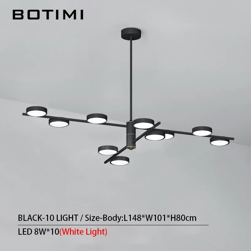 10 Light-Black BOTIMI, современный светодиодный светильник 220 В, люстра для гостиной, Холла отеля, блестящая черная металлическая люстра для спальни, подвесные светильники для столовой - Цвет абажура: 10 Light-Black