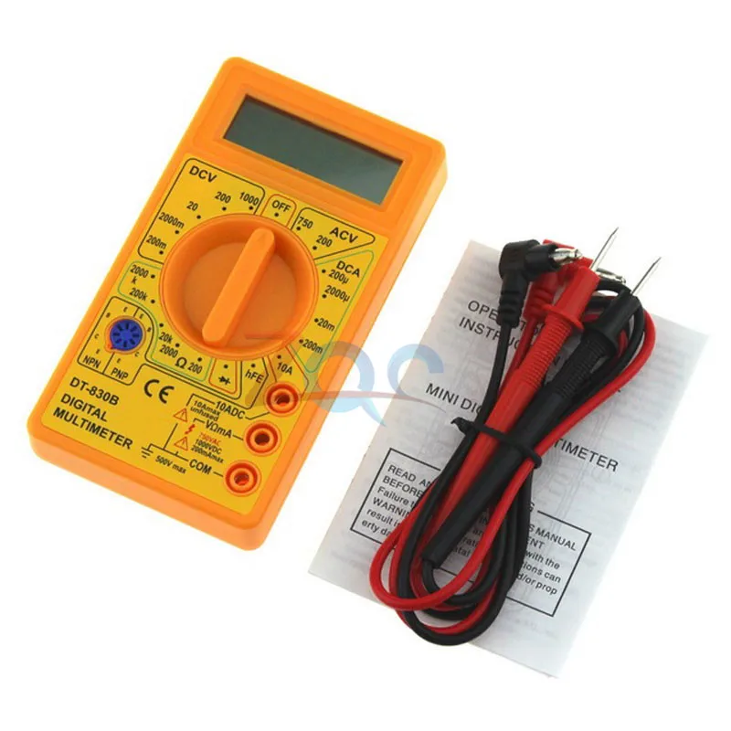 

DT830B AC/DC LCD Digital Multimeter Voltmeter Ammeter Ohmmeter DC10V~1000V 10A AC 750V Current Tester Digital probe Test Leads