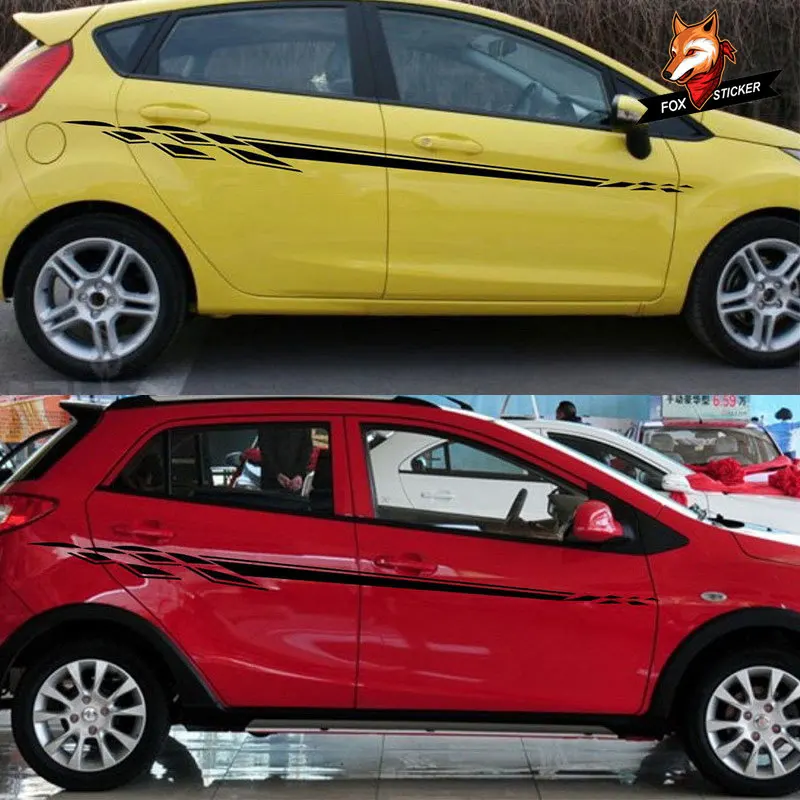 Автомобиль в черно белую полоску Гоночный флаг наклейка на верх двери для Ford Focus