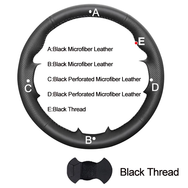 Black Thread Автомобильная крышка рулевого колеса для Honda Civic 8 2006-2011(3 Спицы) оплетка на рулевом колесе 2007 2008 2009 2010 - Название цвета: Black Thread