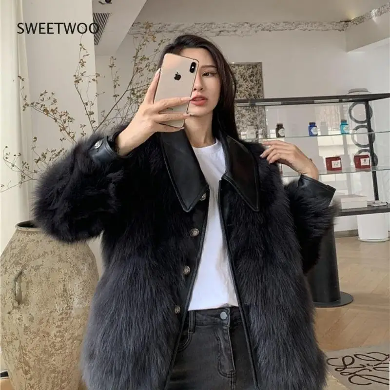 Women Winter Fake Fox Fur Jacket Warm Faux Fur Coat Abrigo Invierno Mujer Coats Female Casaco Pelucia Feminino 2022