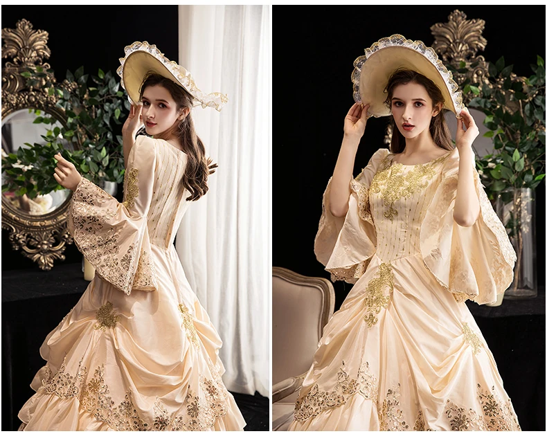 

2020 spring and summer new Champagne european-style court dress royal aristocracy make-up fairy tale host annual show show dress