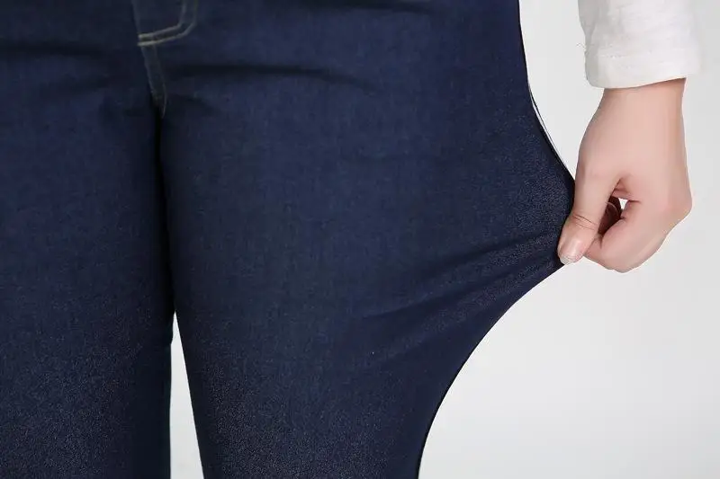 2XL-9XL женские большие размеры джинсы повседневные с высокой талией стрейч джинсовые брюки женские 5XL 6XL 7XL Большие размеры зимние обтягивающие джинсы брюки