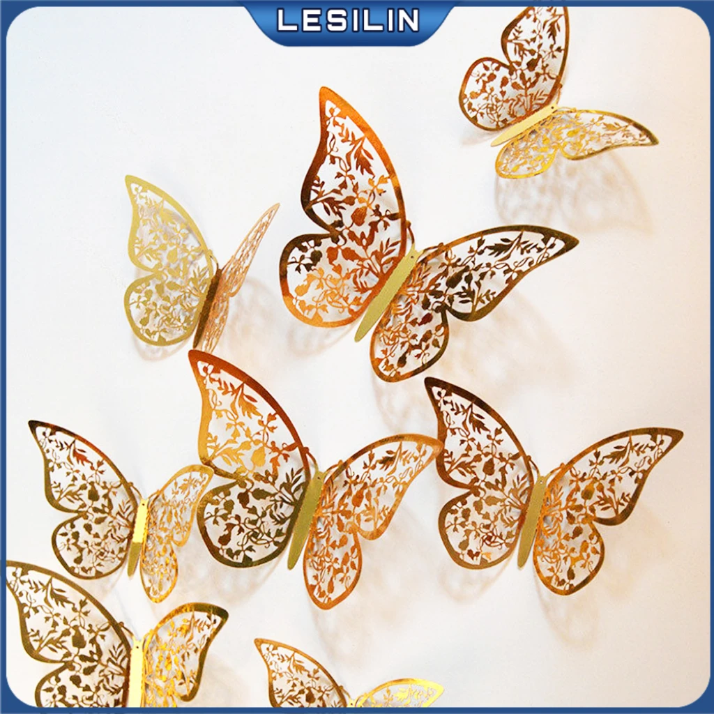 

12 шт., 4d-наклейки на стену в виде бабочек