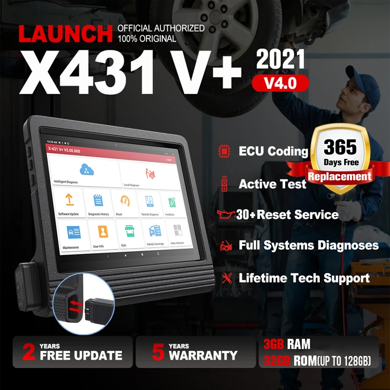 

Original Launch X431 V + V Plus 10" Professional Car Diagnostic Tool Auto Scan Pad Automotive Tools OBD2 OBD Scanner ECU Coding