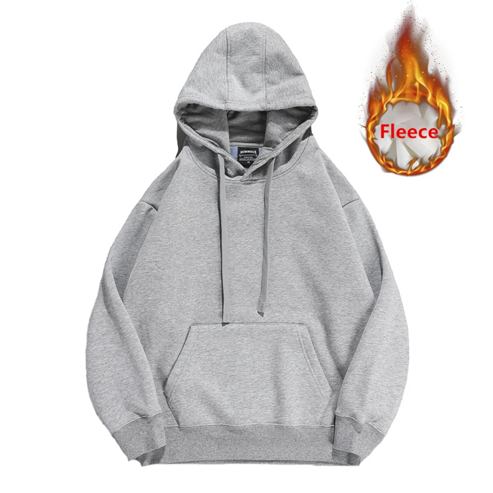 

Мужской спортивный костюм, толстовка, флисовая толстовка из 100% хлопка, пуловер, топы в стиле Харадзюку, однотонная черная, серая парная улич...