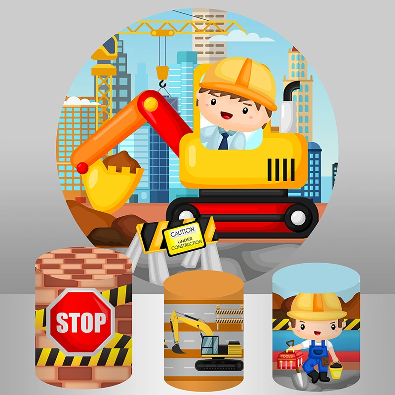 Sensfun детский мультфильм строительная вечеринка круглый фон чехол для здания