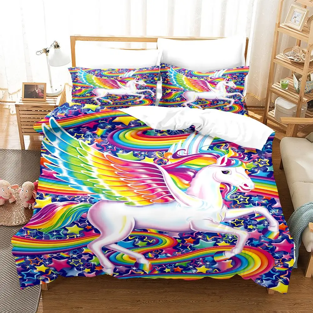 

2020 Fashion Bedding Set 2/3pcs 7 Patterns 3d Digital Unicorn Printing Duvet Cover Sets 1Quilt Cover + 1/2 Pillowcases US/EU/AU