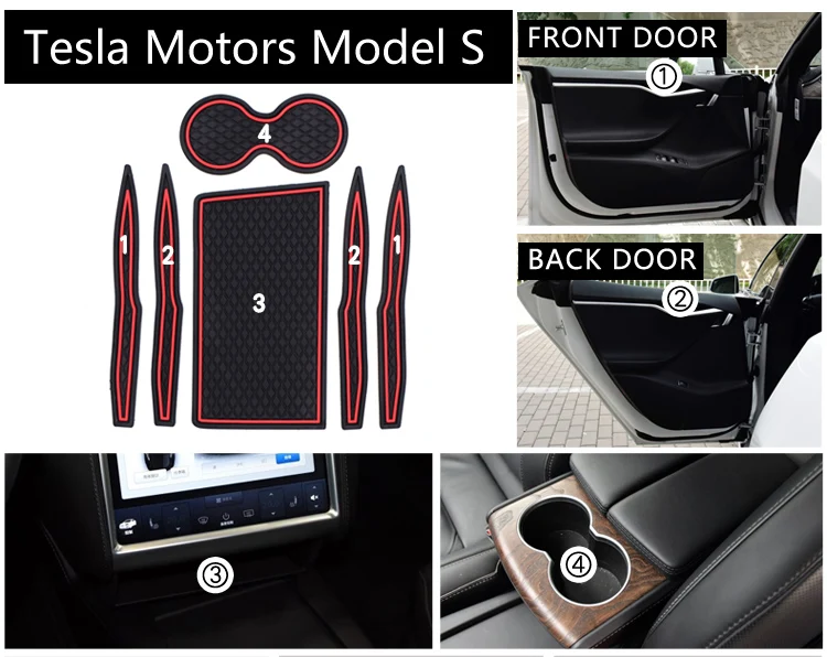 

Smabee Anti-Slip Gate Slot Cup Pad for TESLA MODEL S Door Groove Mat Non-Slip Mat Accessories Rubber Coaster Sticker Car Styling