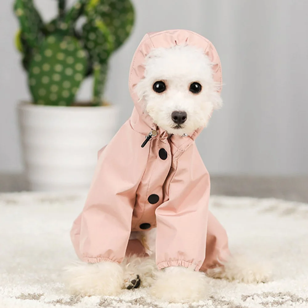 

Windproof Dog Raincoat Reflective Dog Hoodie Adjustable Drawstring Pet Clothes