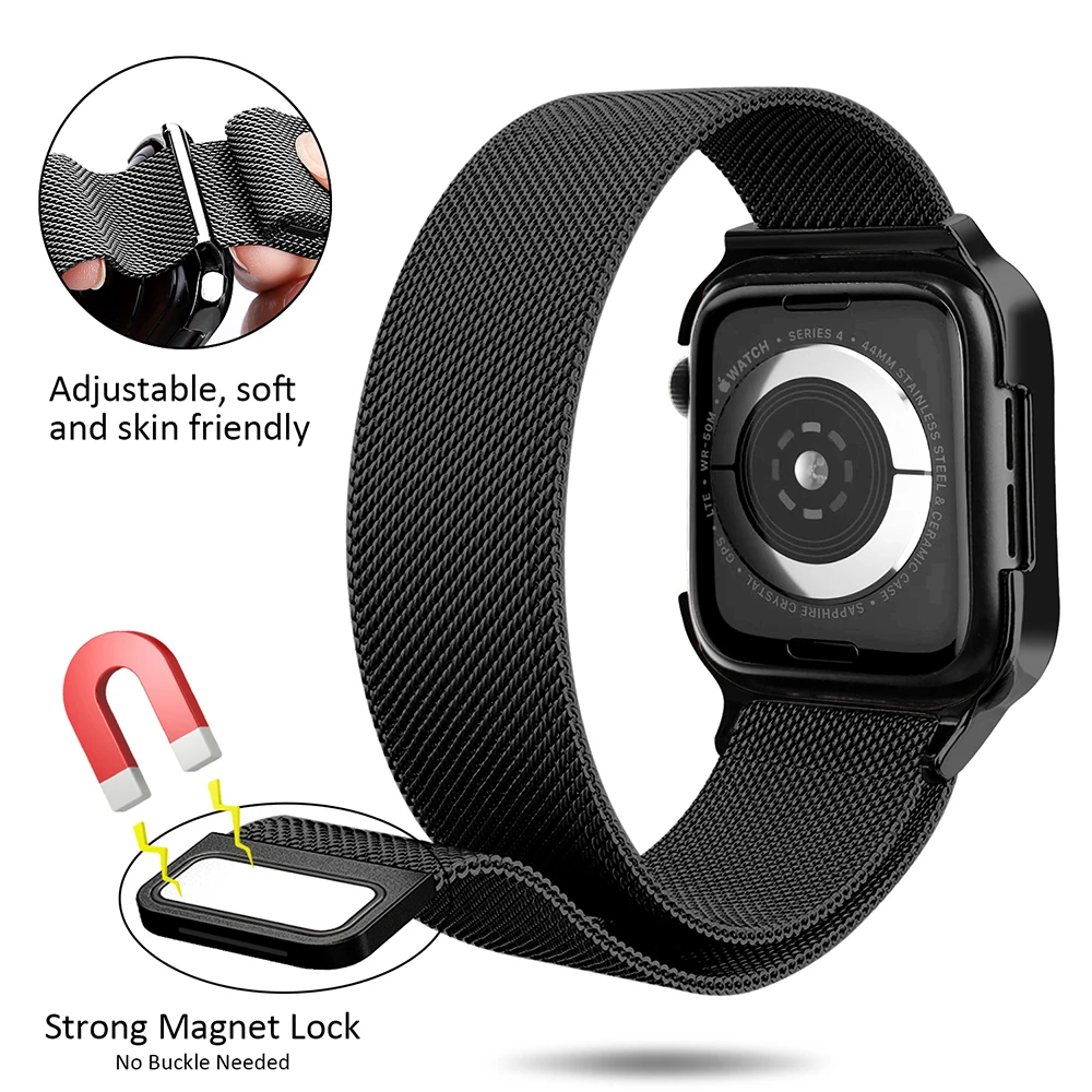 Mlianese Loop чехол+ ремешок для Apple Watch 3 2 1 ремешок 42 мм 38 мм металлическая крышка Iwatch 5 4 ремешок 44 мм 40 мм браслет аксессуары для часов