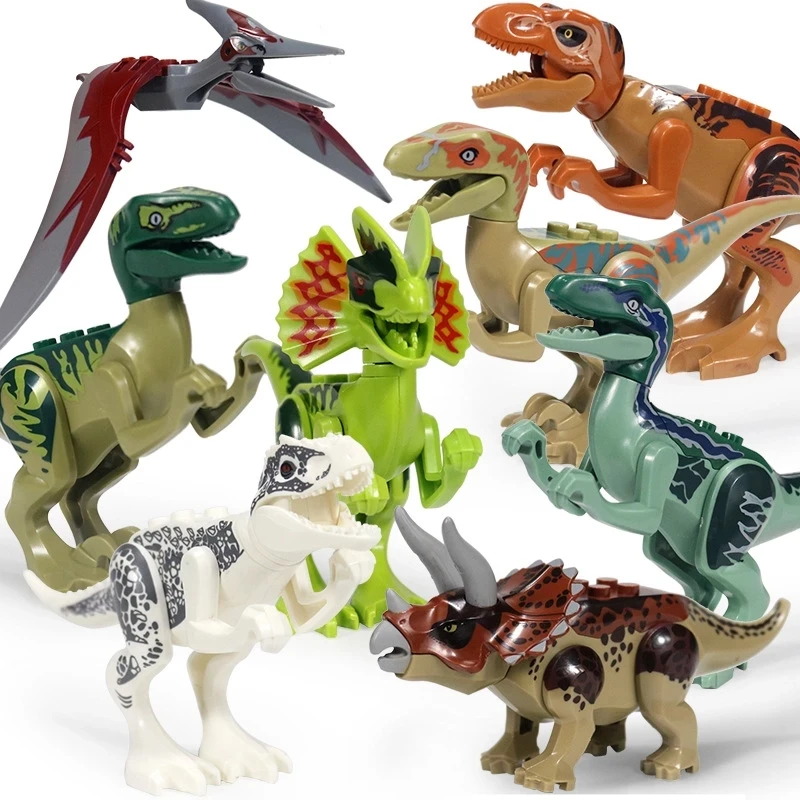 

City Assemble Building Blocks Jurassic Dinosaur Animal Figure World Tyrannosaurus Triceratops Bricks Toys for Children Friends