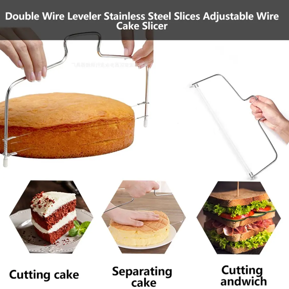 Baking Pastry Tools Double Wire Leveler Stainless Steel Slices Adjustable Cake Slicer Bread Layered Device |