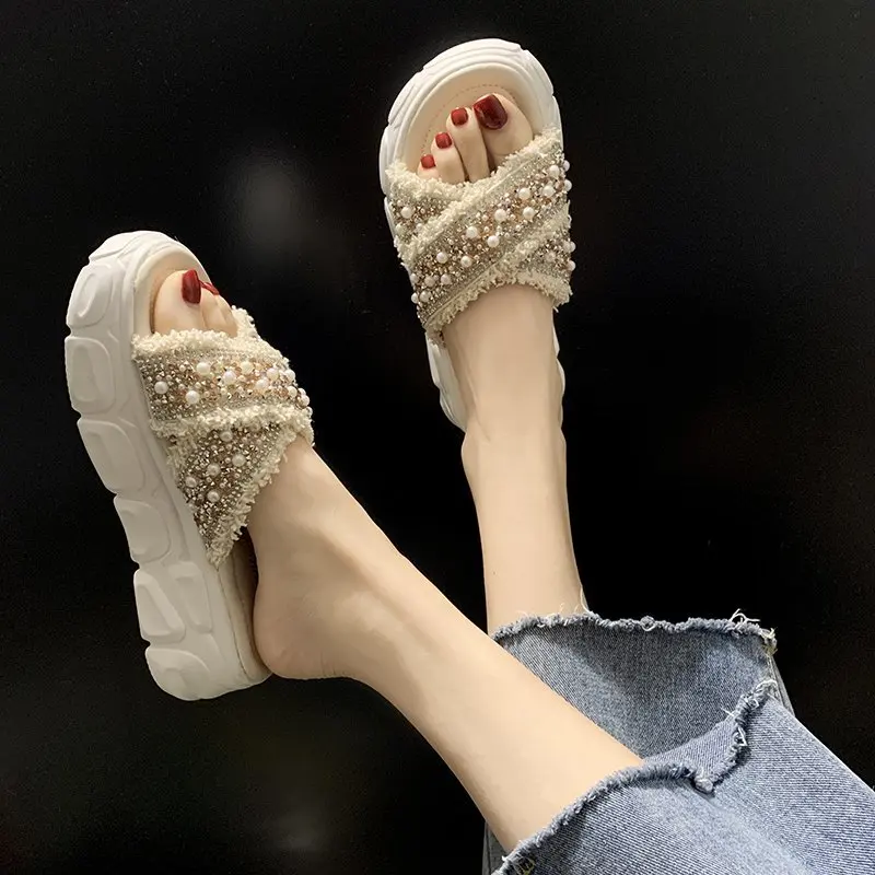 

Women Platform Slippers 2021 New Summer Open Toe Shoes Fashion Casual Slipper Female Candy Colors Beach Shoes Flip Flops Sandals