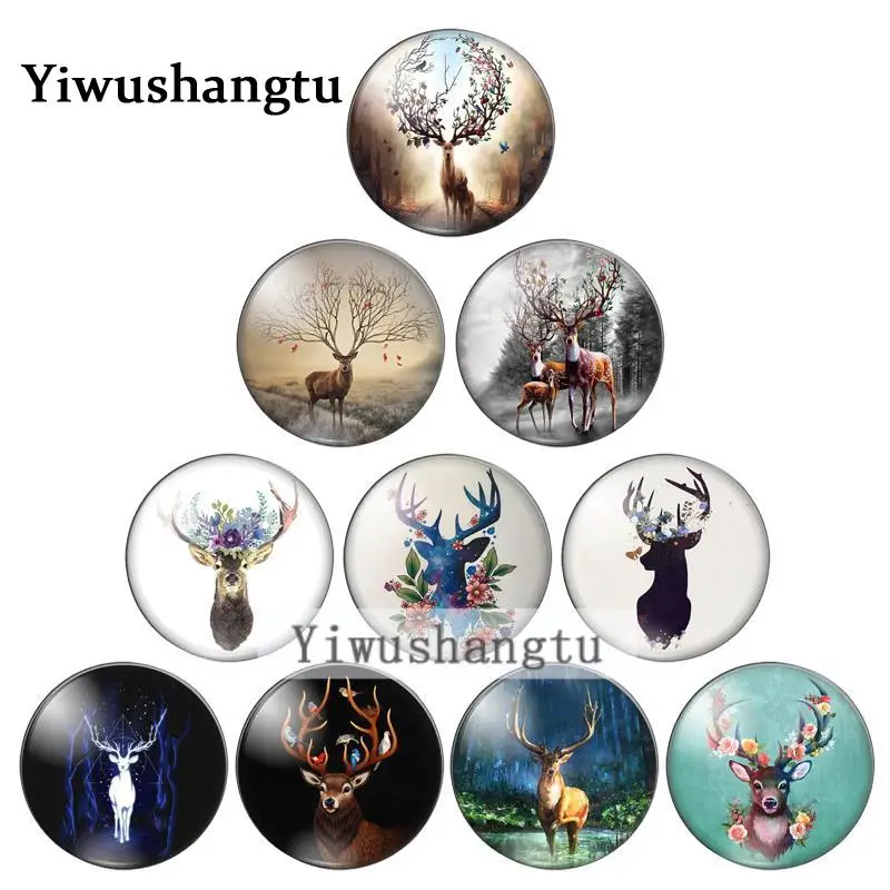 Новый круглый стеклянный кабошон ZB0543 для фотосъемки с изображением животных, цветов, оленей, 8 мм, 10 мм, 12 мм, 18 мм, 20 мм, 25 мм