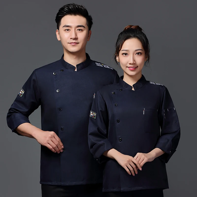 Новая мужская и женская кухонная куртка с длинным рукавом форма повара ресторана