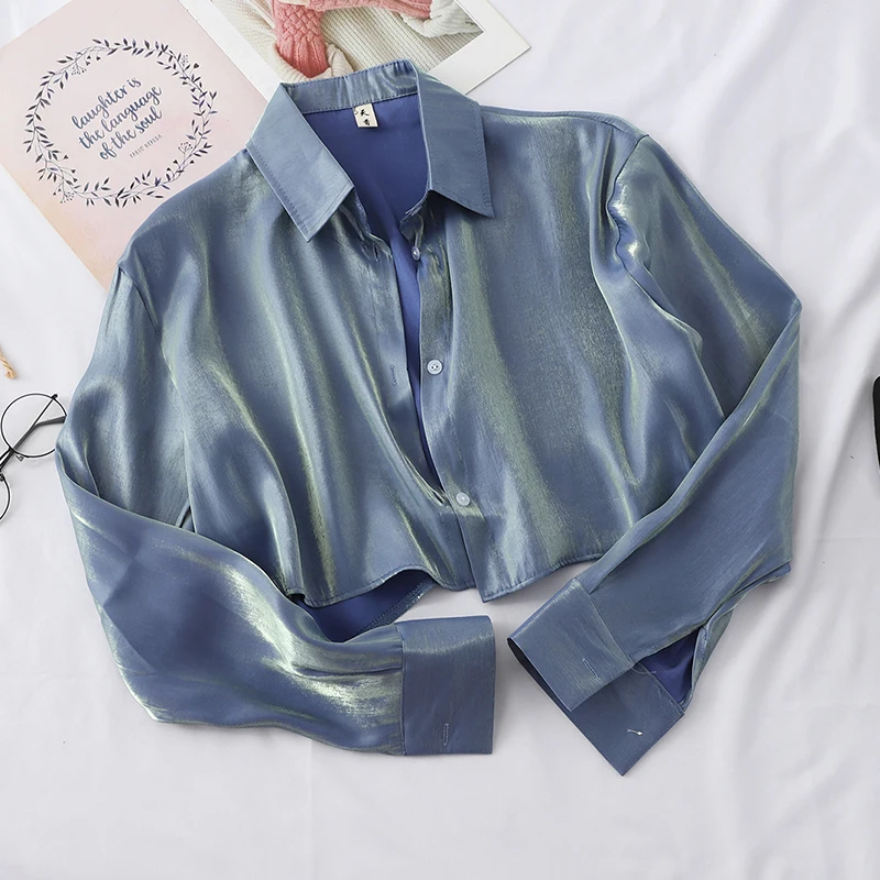 Женская кожаная блузка Heliar Повседневная Блузка с длинными рукавами и пуговицами