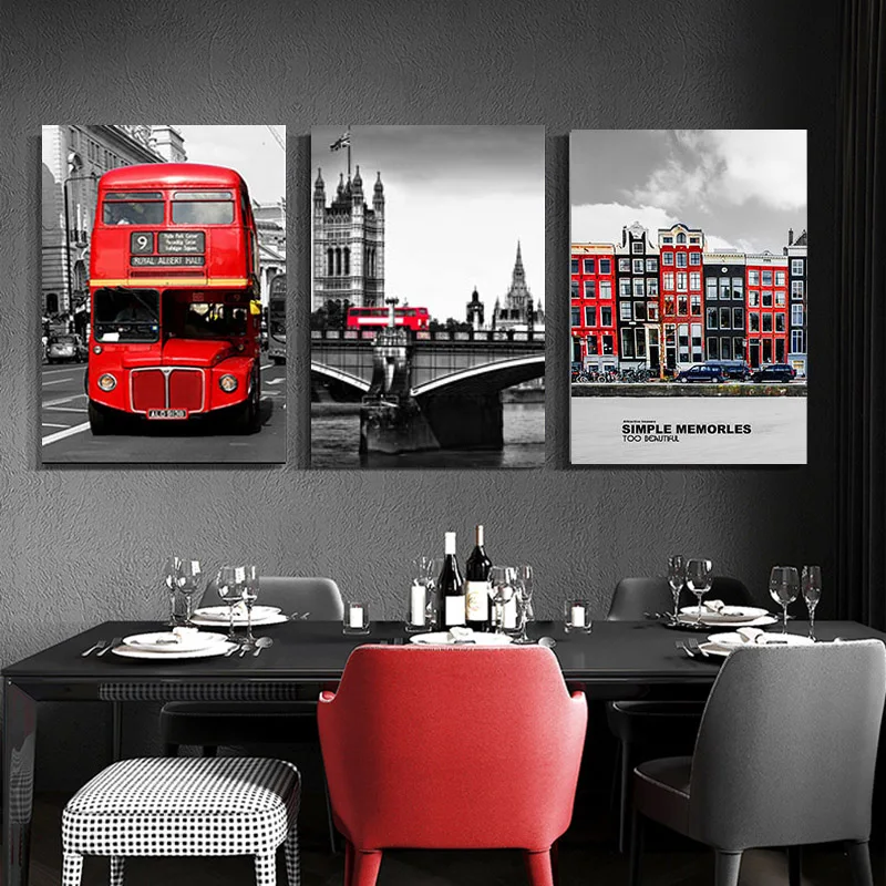 British Style Modern Canvas Art Wall Pictures City Buildings Bus Telephone Booth For Living Room Home Decor Posters No Frame | Дом и сад