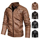 Мужские 2021 Новинка в винтажном стиле; Сезон весна-осень; Теплая Флисовая мужская кожаная куртка зимняя верхняя одежда для девочек классический карман Повседневная куртка из искусственной кожи пальто