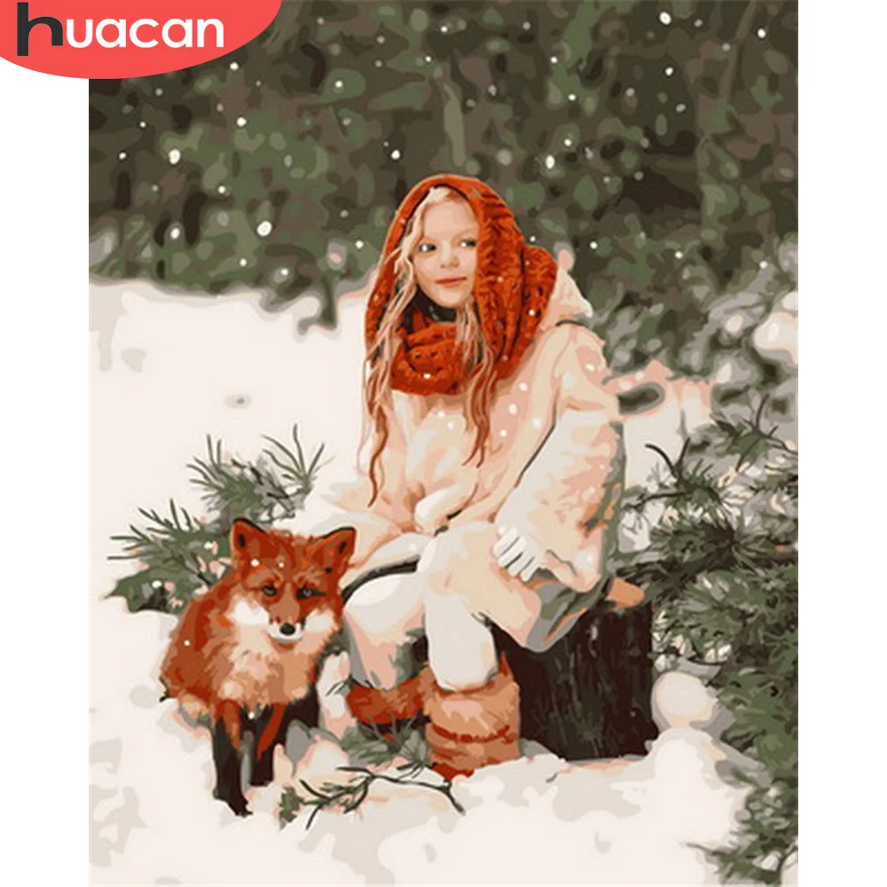 

HUACAN Coloring By Number Girl Drawing On Canvas HandPainted Painting Art Gift DIY Pictures By Number Animal Kits Home Decor