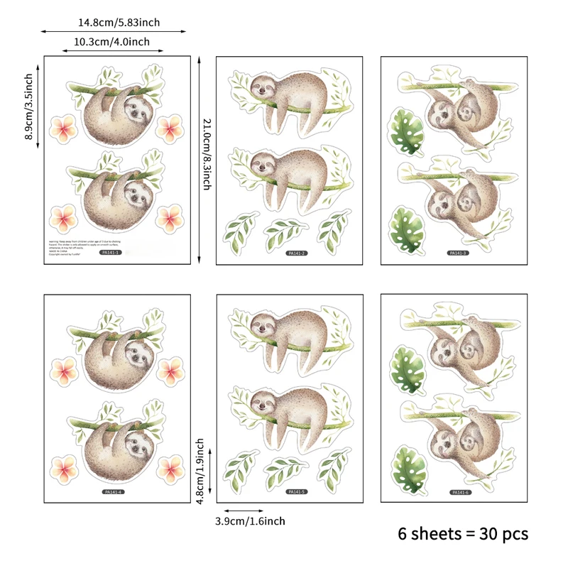 

Kids Room Cartoon Sloth Wall Sticker Vinyl Mural Decals for Living Room Bedroom Kindergarten Wallpaper Room Decoration