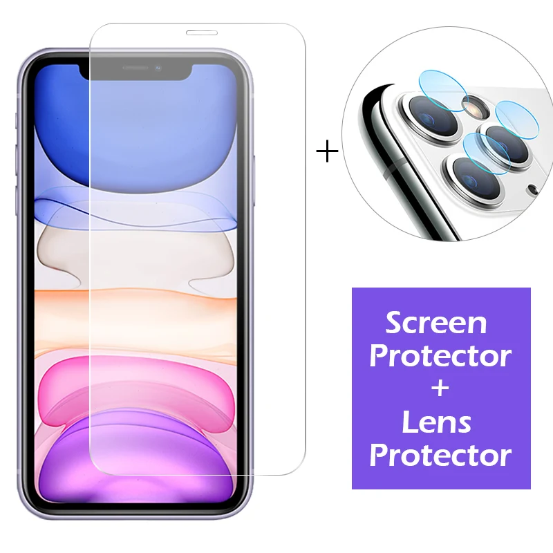 3-в-1 чехол+ Камера защитный Стекло для iphone 11 pro max Экран протектор iphone Xr объектив Стекло на iphone 11 pro max Стекло iphone 11чехол - Цвет: HD