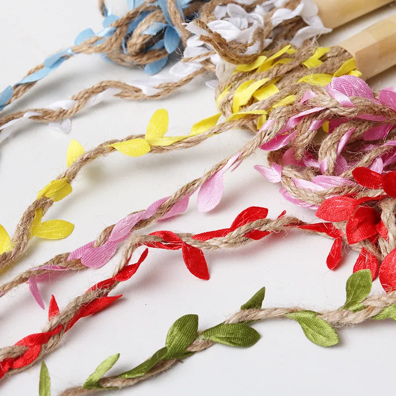 2M Simulation Green Leaves Weaving Hemp Rope DIY Wedding Birthday Decoration Rattan Gift Bouquet Packaging | Дом и сад