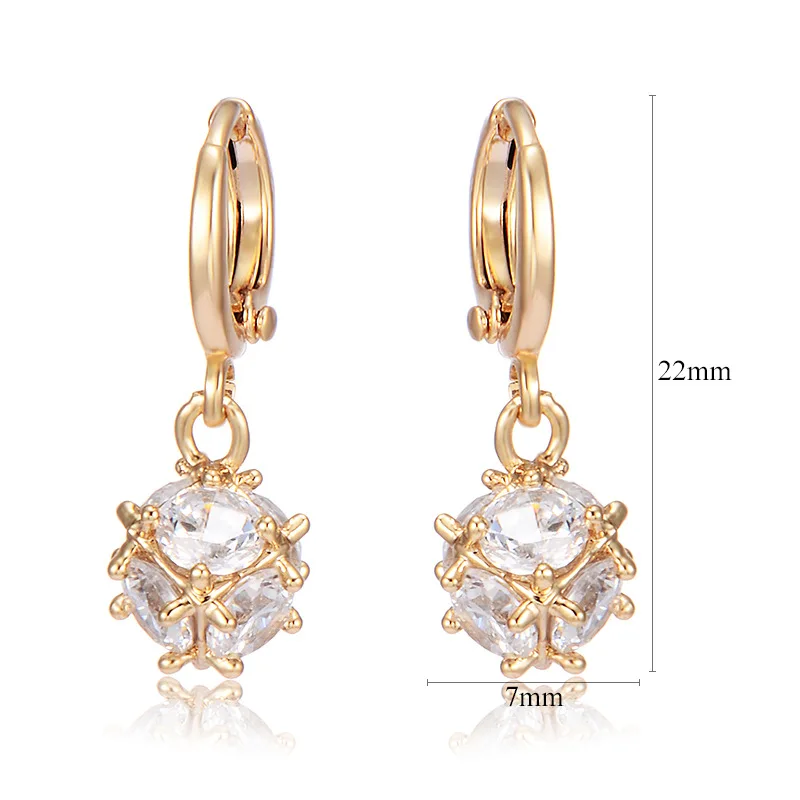 Серьги-гвоздики цвета розового золота 585 пробы с инкрустацией из циркона