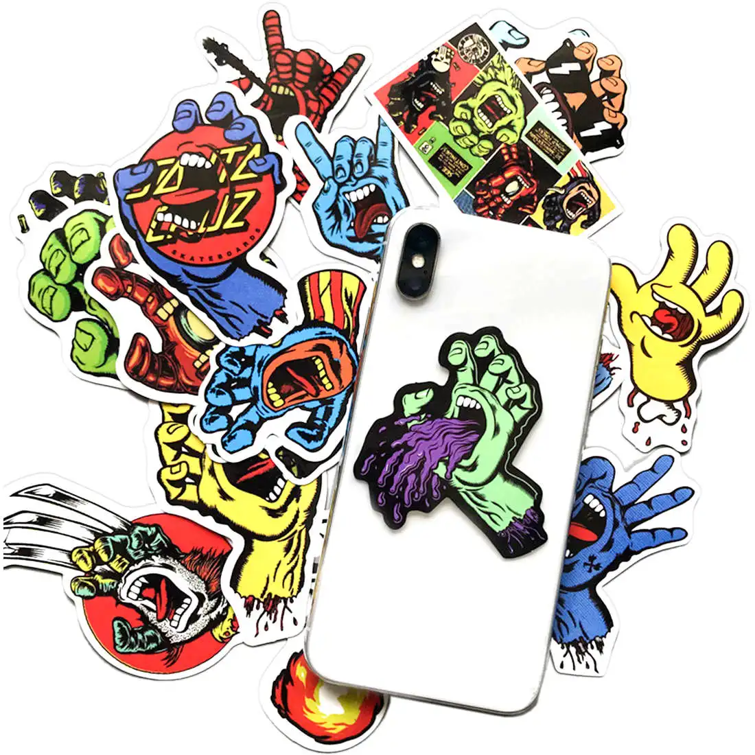 18 piezas Santa Cruz Screaming Hand Super Hero Graffiti Phone Laptop Case Guitar Skateboard Bike Motocicleta Coche Pegatinas impermeables