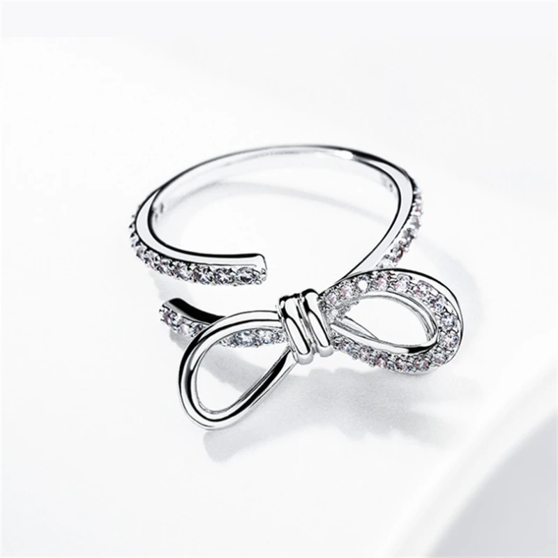 Модные Роскошные корейские модные тибетские серебряные кольца с бантом