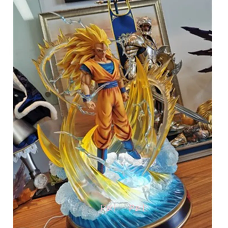 Цвет: желтый Аниме статуя Драконий жемчуг Супер Saiyan 3 Сон Гоку полная длина портрет ограниченная GK бюст фигурка Коллекционная модель игрушки p1655 - Цвет: Цвет: желтый
