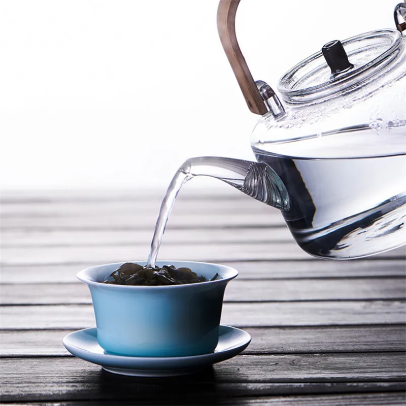 1100 мл стеклянный чайник термостойкий взрывозащищенный вареный кунг фу для воды с