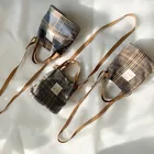 Женская маленькая сумка на плечо, шерстяная холщовая хлопковая сумочка-тоут, повседневный винтажный клетчатый кошелек для девушек