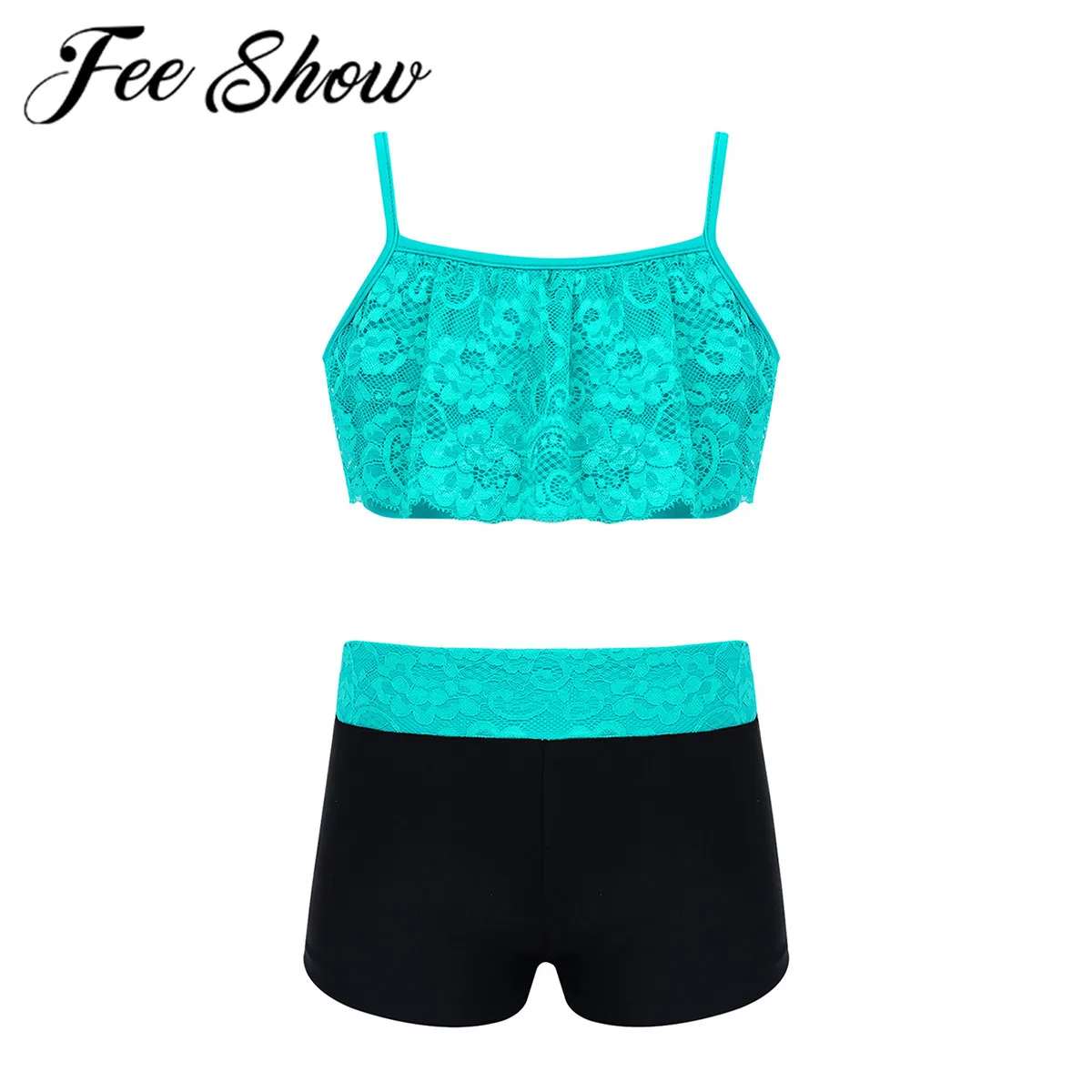 Детское гимнастическое трико для девочек Костюм Балерины с цветочным кружевом