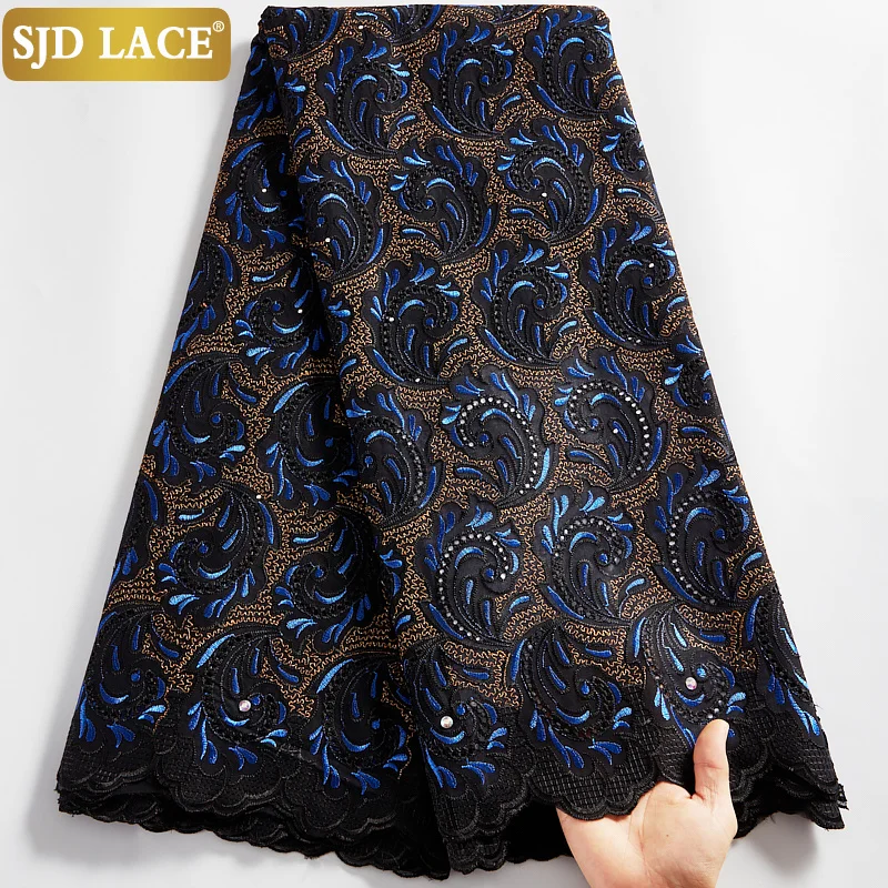 

SJD LACE African Lace Fabric Embroidery Swiss Voile Lace In Switzerland 5Yards Garments Materials For Nigerian Bridal Sew A2516