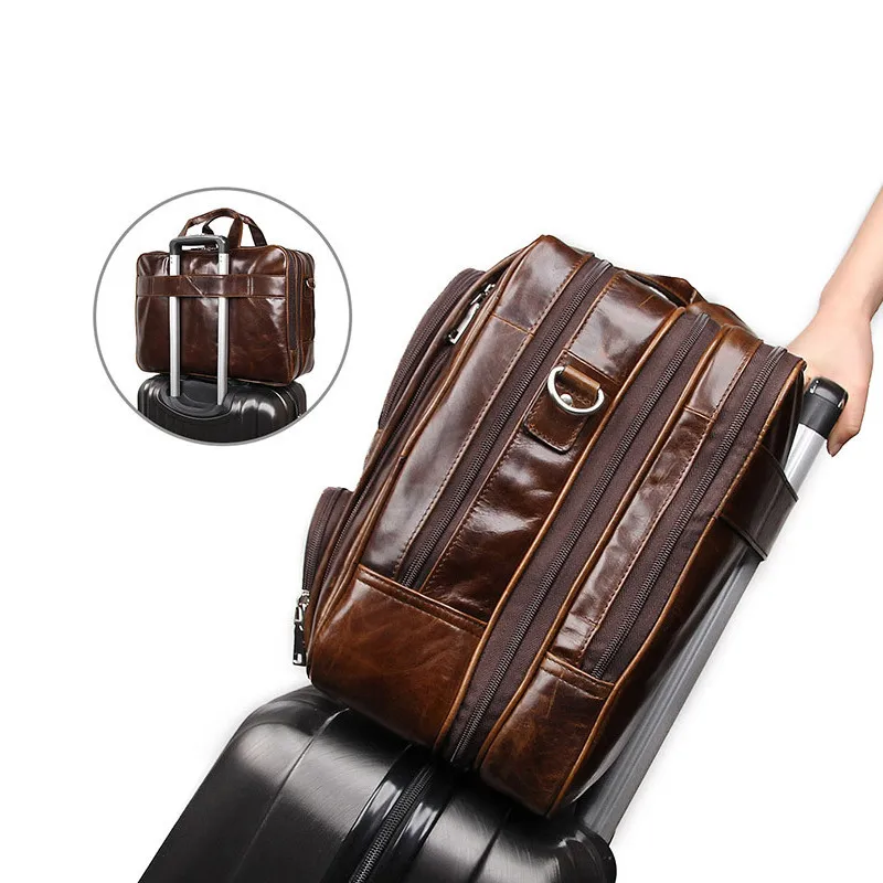 Luxury Designer Men's Genuine Leather Bags Briefcase Business Laptop Document Organizer Tote Handbag Messenger Strap Purse