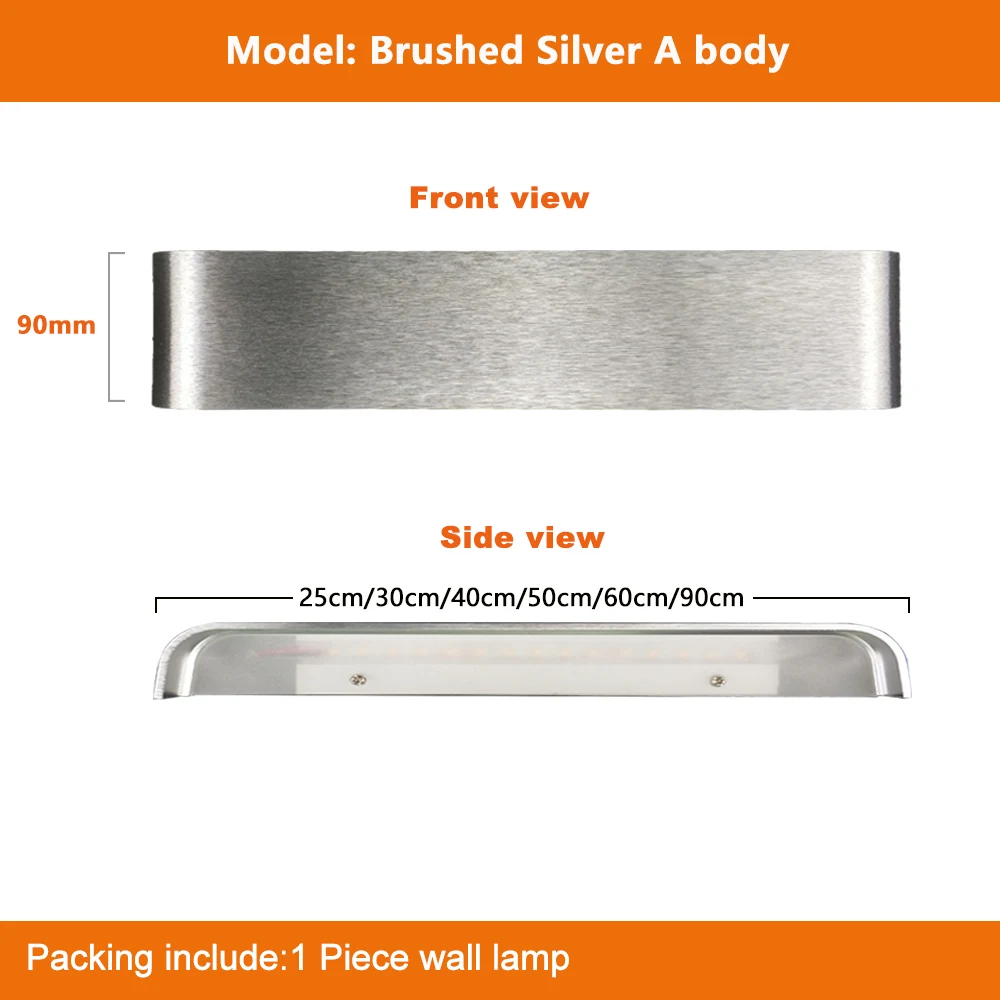 Brushed Silver A Современный светодиодный настенный светильник, лестничный светильник, бра, прикроватная лампа, настенный светильник для ванной комнаты, зеркальный светильник AC110~ 260V ZBD0001 - Цвет абажура: Brushed Silver A