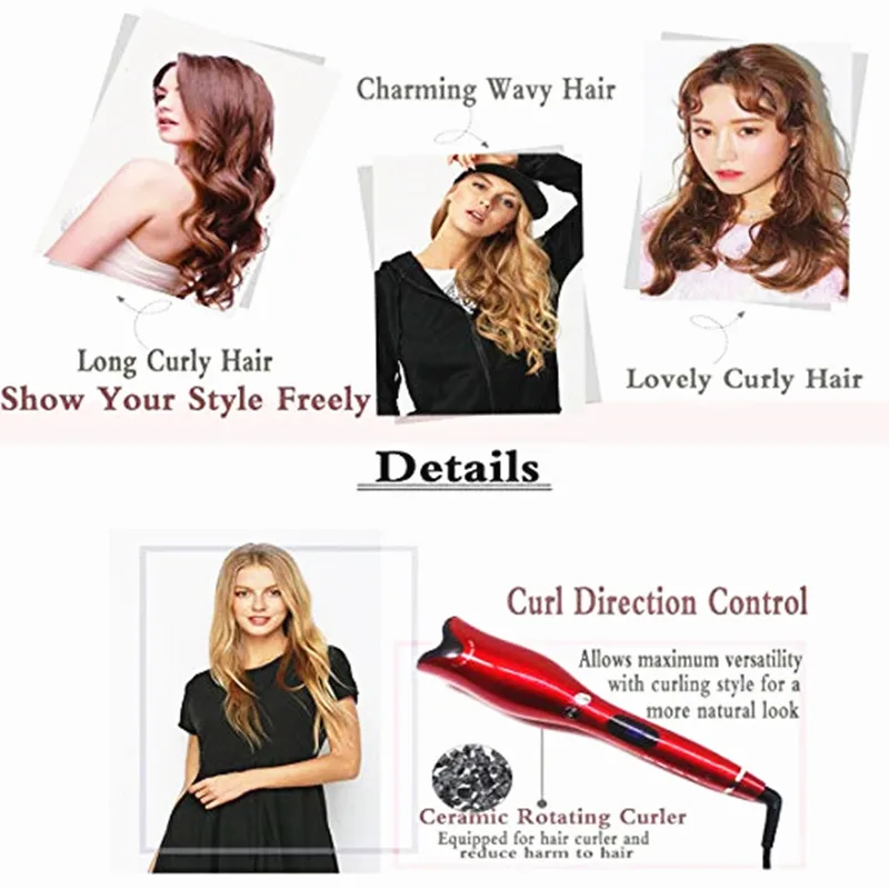 

Air Curler N Curl 1 Inch Ceramic Rotating Curler Automatic Curling Iron Hair Curler Curling Wand Curlers Hair Styling Salon Tool