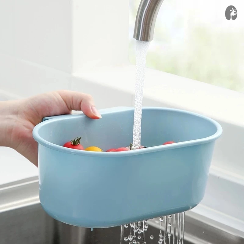 

Multifunctional Sink Strainer Drain Fruit Vegetable Drainer Basket Sponge Hanging Basket Kitchen Storage Tools Sink Filter Shelf
