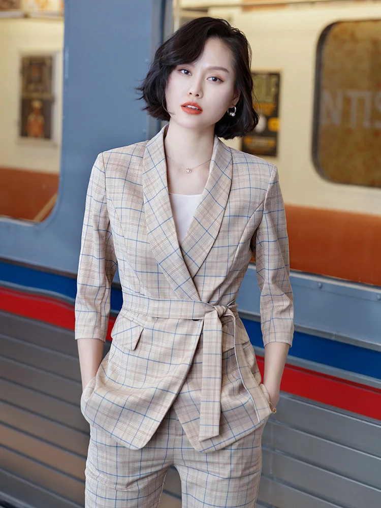 Женская одежда клетчатый маленький костюм женский Повседневный модный в