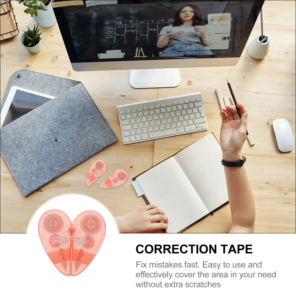 

2pcs Creative Couple Heart-shaped Correction Tape Student Correction Tape