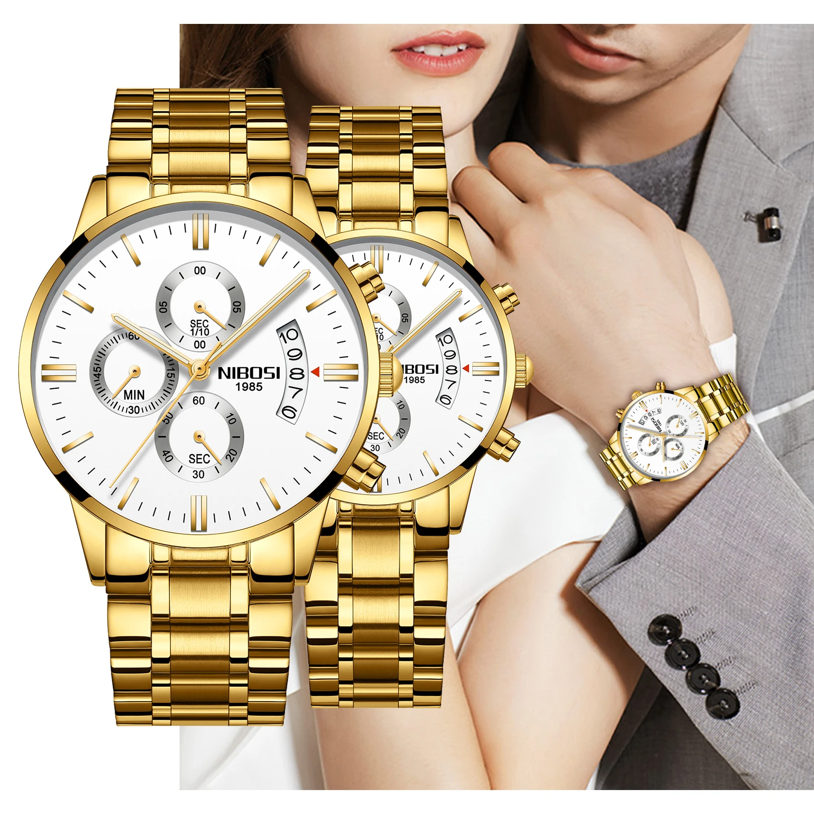 

Часы наручные NIBOSI для влюбленных, модные роскошные брендовые кварцевые деловые, для мужчин и женщин, для пар